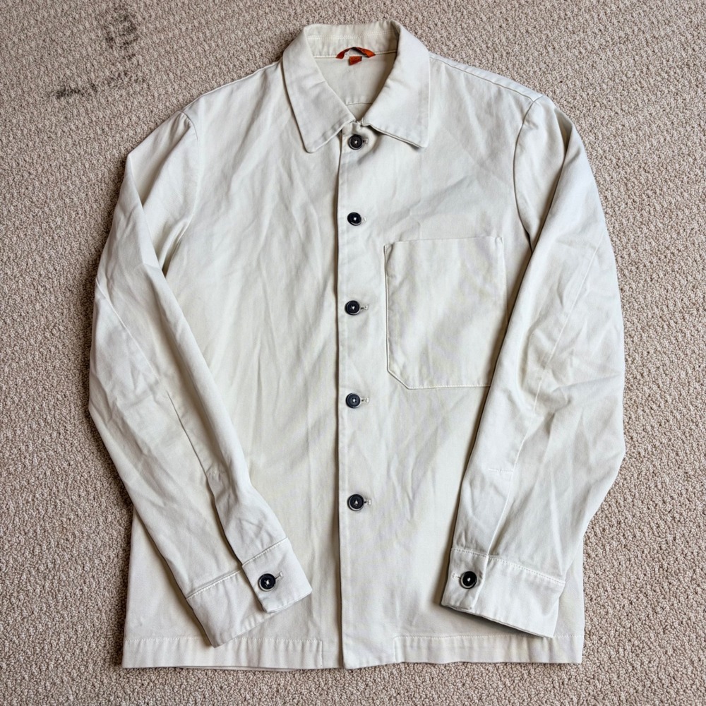 Barena Venezia Mens Cotton Twill Chore Jacket Made in Italy Cream Size 50 READ